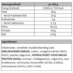 Næringsindhold - Bacon snack 45g