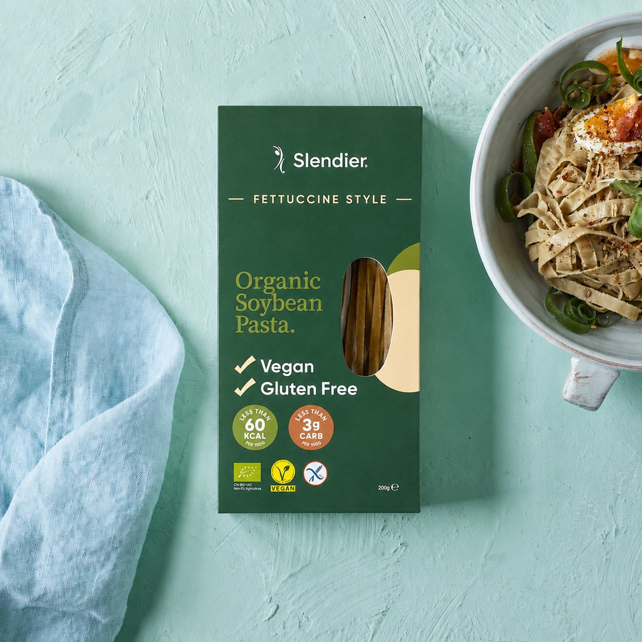 Fettuccinne med sojabønner