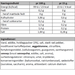 Næringsindhold - Spicy Garlic dressing