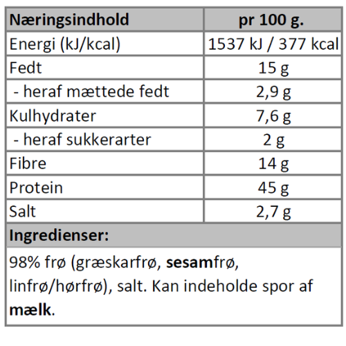 Næringsindhold - sesam kiks