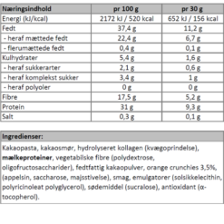 Næringsindhold - mork chokolade med orange