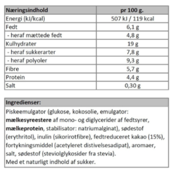 Næringsindhold - Chokolade mousse fra Sukrin
