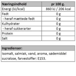 Næringsindhold - dameskrå bolcher uden tilsat sukker